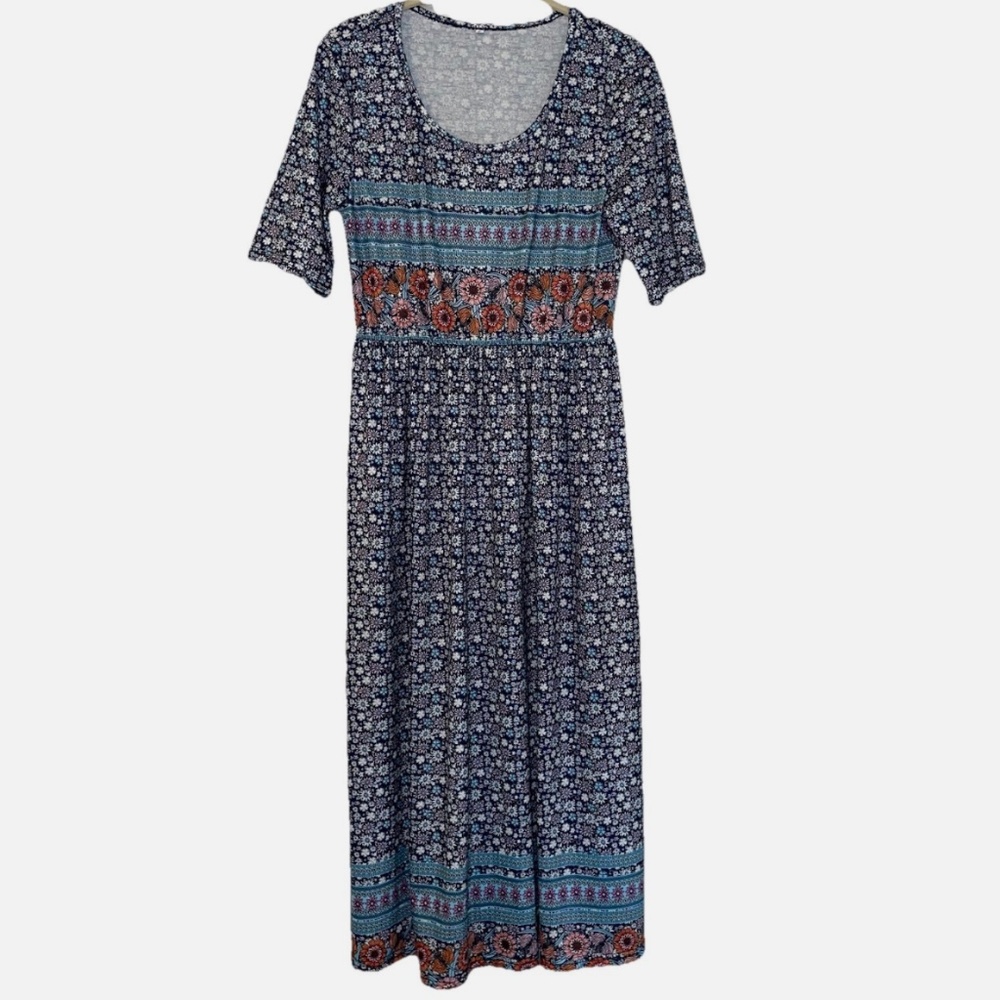 Maxi Dress Small Women’s Blue Floral Boho 70’s style